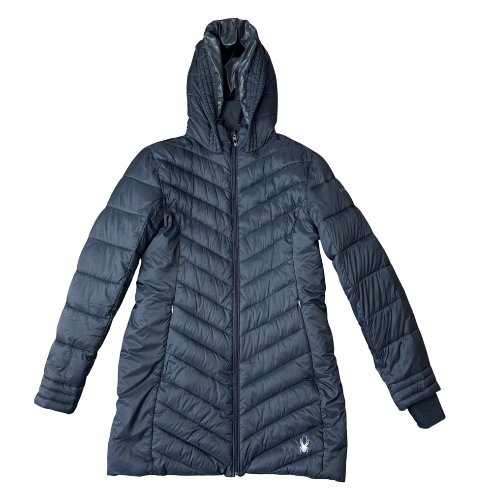 Spyder Women's Boundless Long Therma Web Puffer Coat MED Black Water‎ Resistant